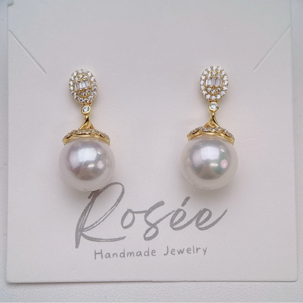 E296 S925 High Quality Freshwater Edison Pearl Dangle Earring 11-12mm